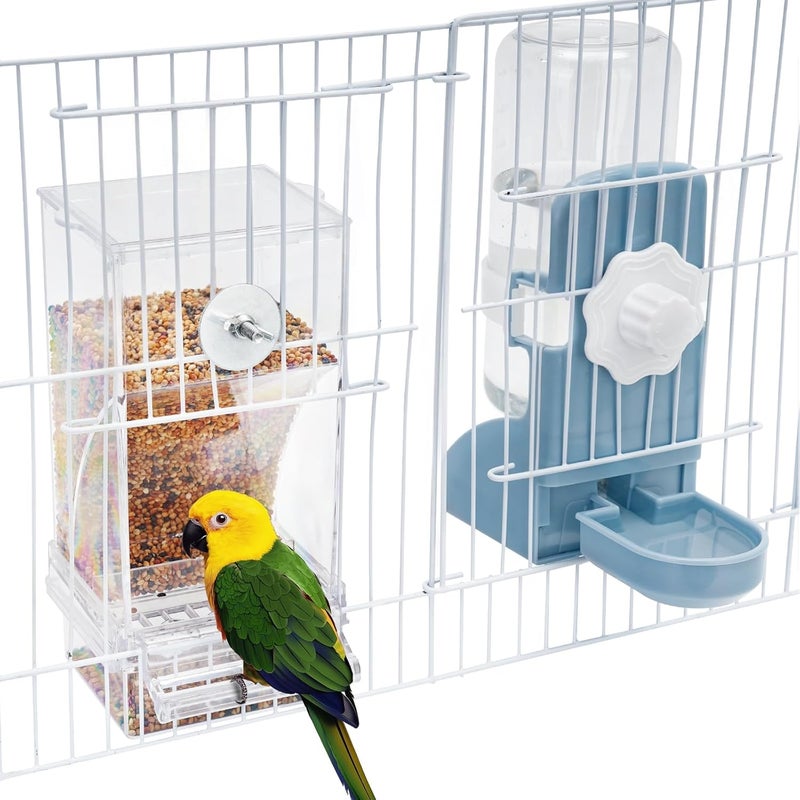 lemtrflo No Mess Bird Feeder Water Dispenser Set, Parakeet Cage Accessories, Bird Feeder and Waterers in Cage for Cockatiels, Finches, Lovebirds, Budgies, Canaries - Image 1